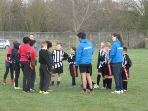 Sports Leaders briefing teams before a match.