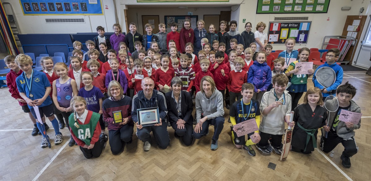 School Games Mark platinum assembly at Harston & Newton Community Primary School, High St, Cambridge, Harston. Picture: Keith Heppell