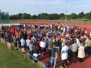 Children and spectators gather for the presentations